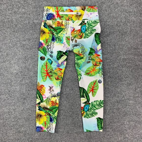 Athleta Sonar Crop Leggings Women XS Tropical Bay Leaf All Over Pull On Athletic - Picture 8 of 14